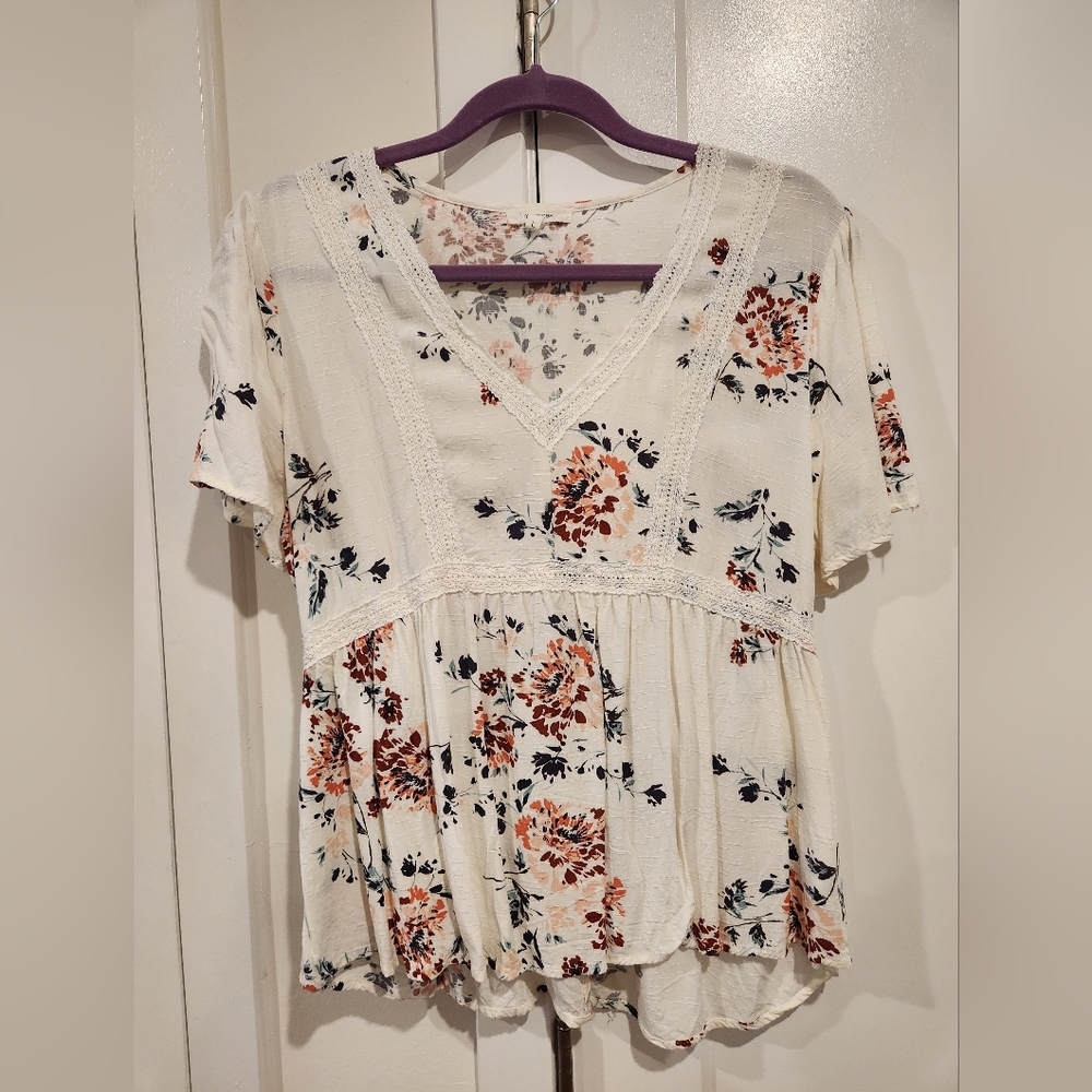 Maurices White Floral Blouse